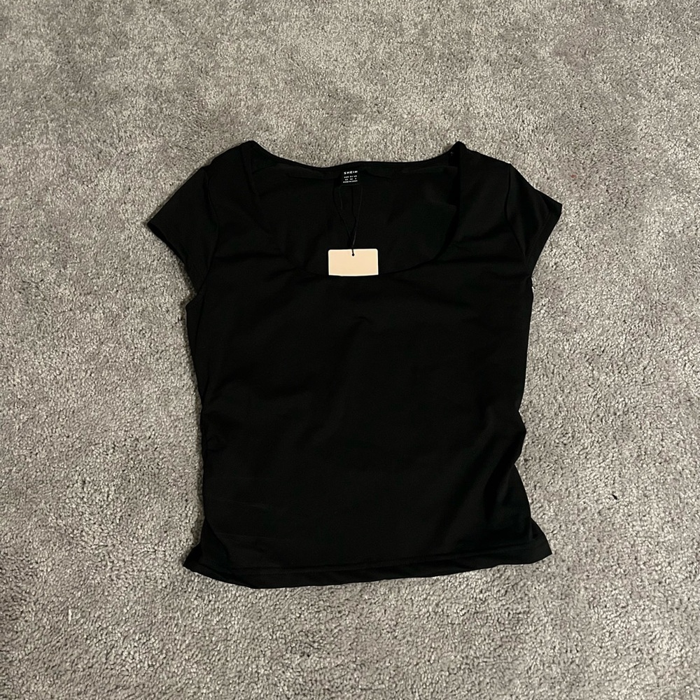 Black Scoop Neck T Shirt